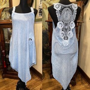 EUC Women's Sleeveless Boho Dress Baby Blue Size S/M